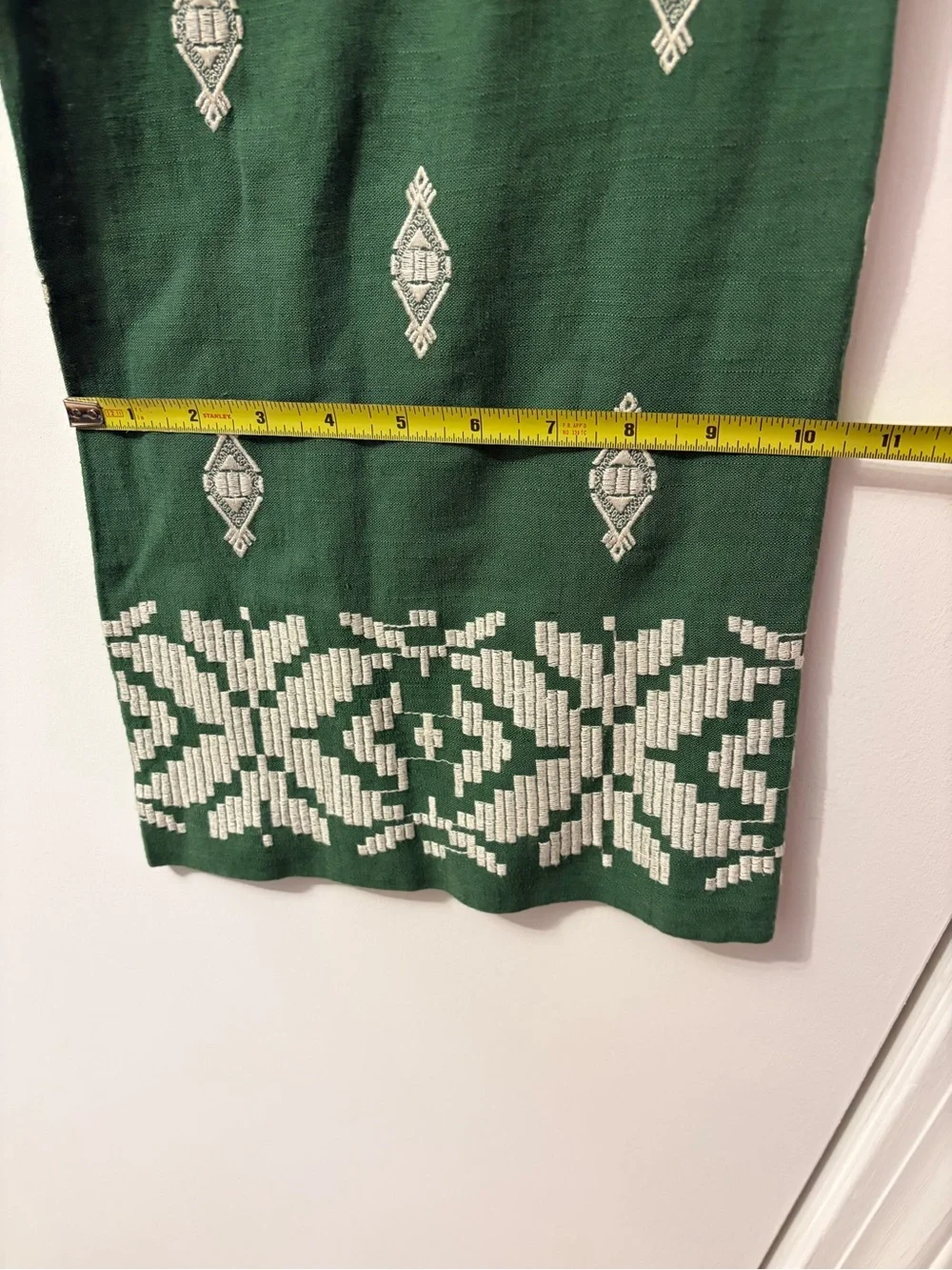 Zara Green & white Patterned linen women’s Wide-Leg pants
